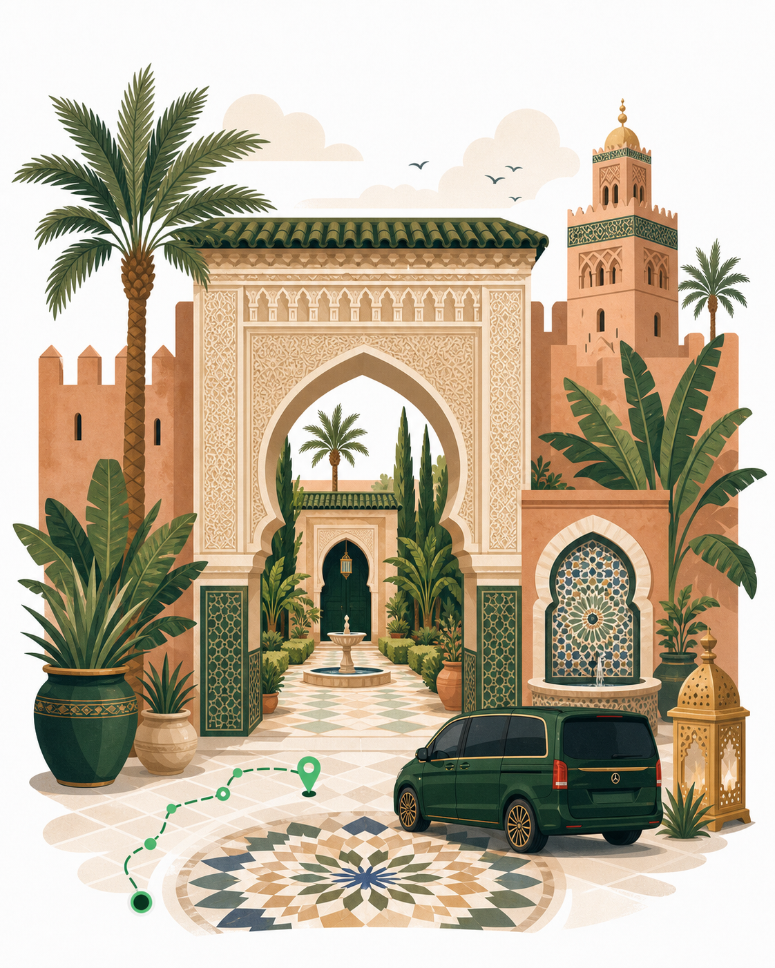 Intricate carved archway in a hidden Marrakech courtyard